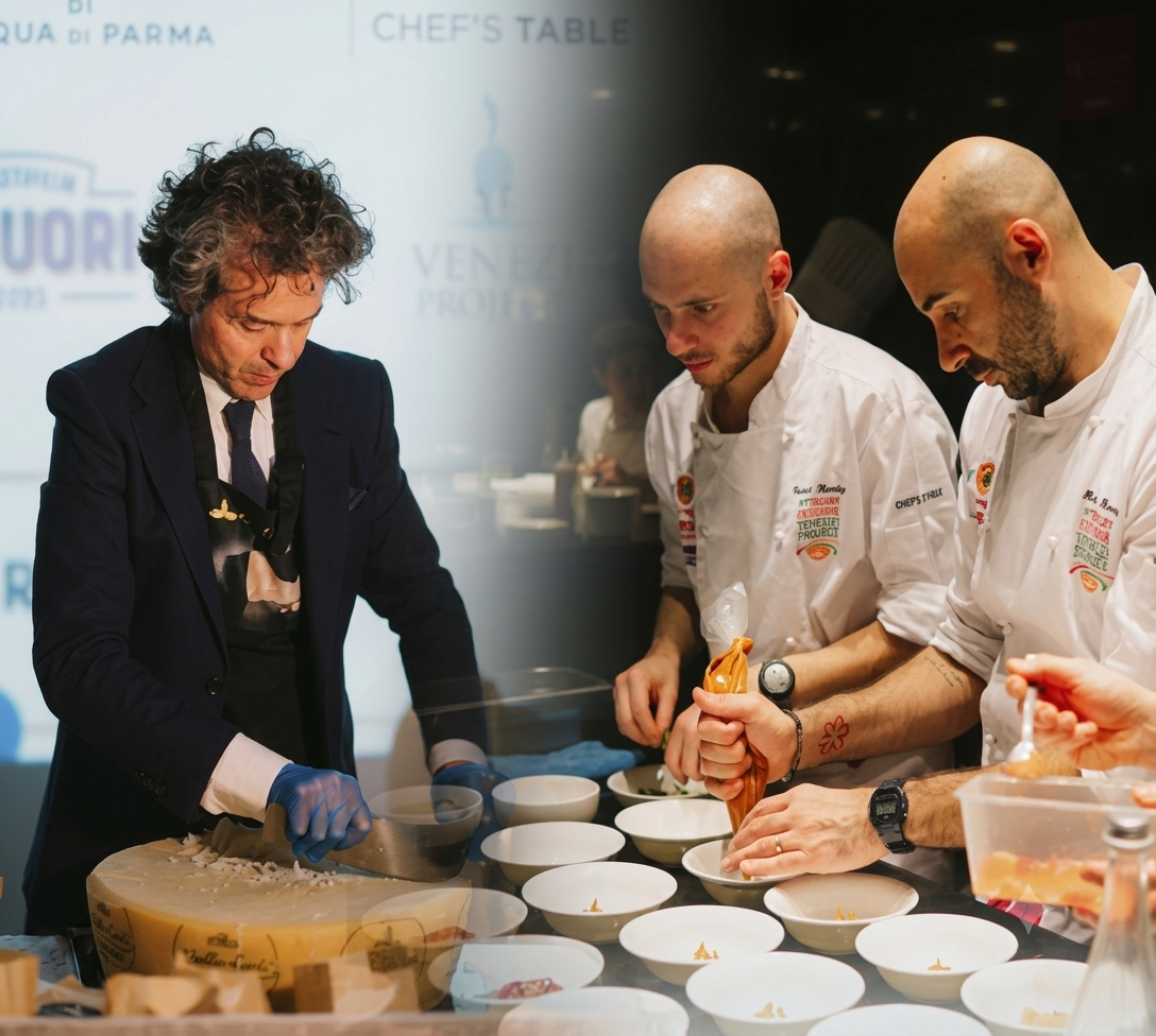 Chefs at a professional Italian culinary event